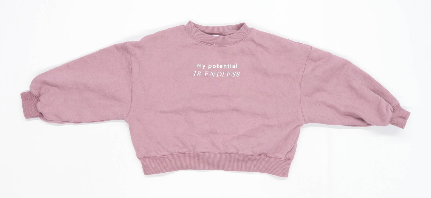 Zara Girls Graphic Purple Crop Sweatshirt Age 8 Years