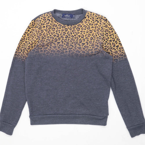 Topman Mens Size XS Cotton Blend Animal Print Grey Sweatshirt
