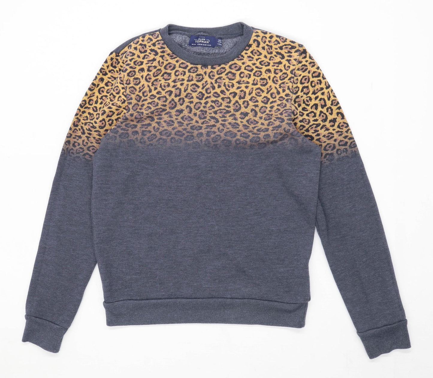 Topman Mens Size XS Cotton Blend Animal Print Grey Sweatshirt