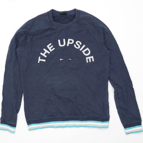The Upside Mens Size S Cotton Blend Graphic Blue Sweatshirt
