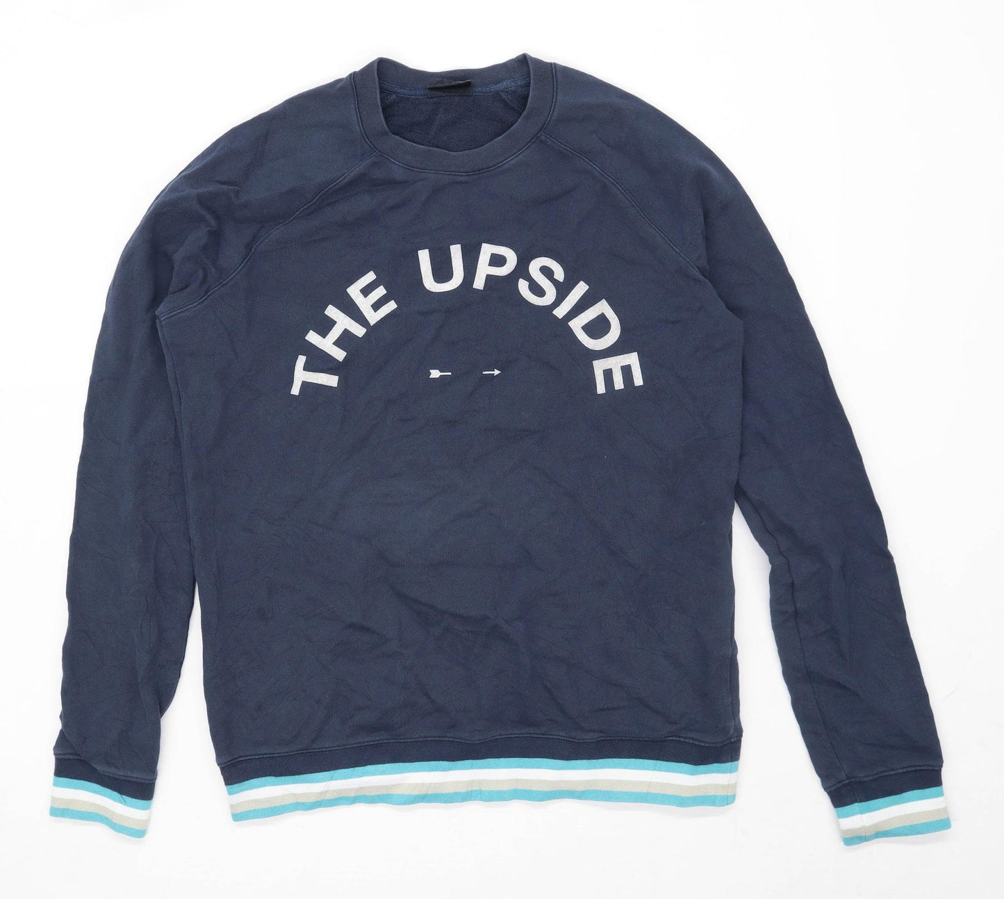 The Upside Mens Size S Cotton Blend Graphic Blue Sweatshirt