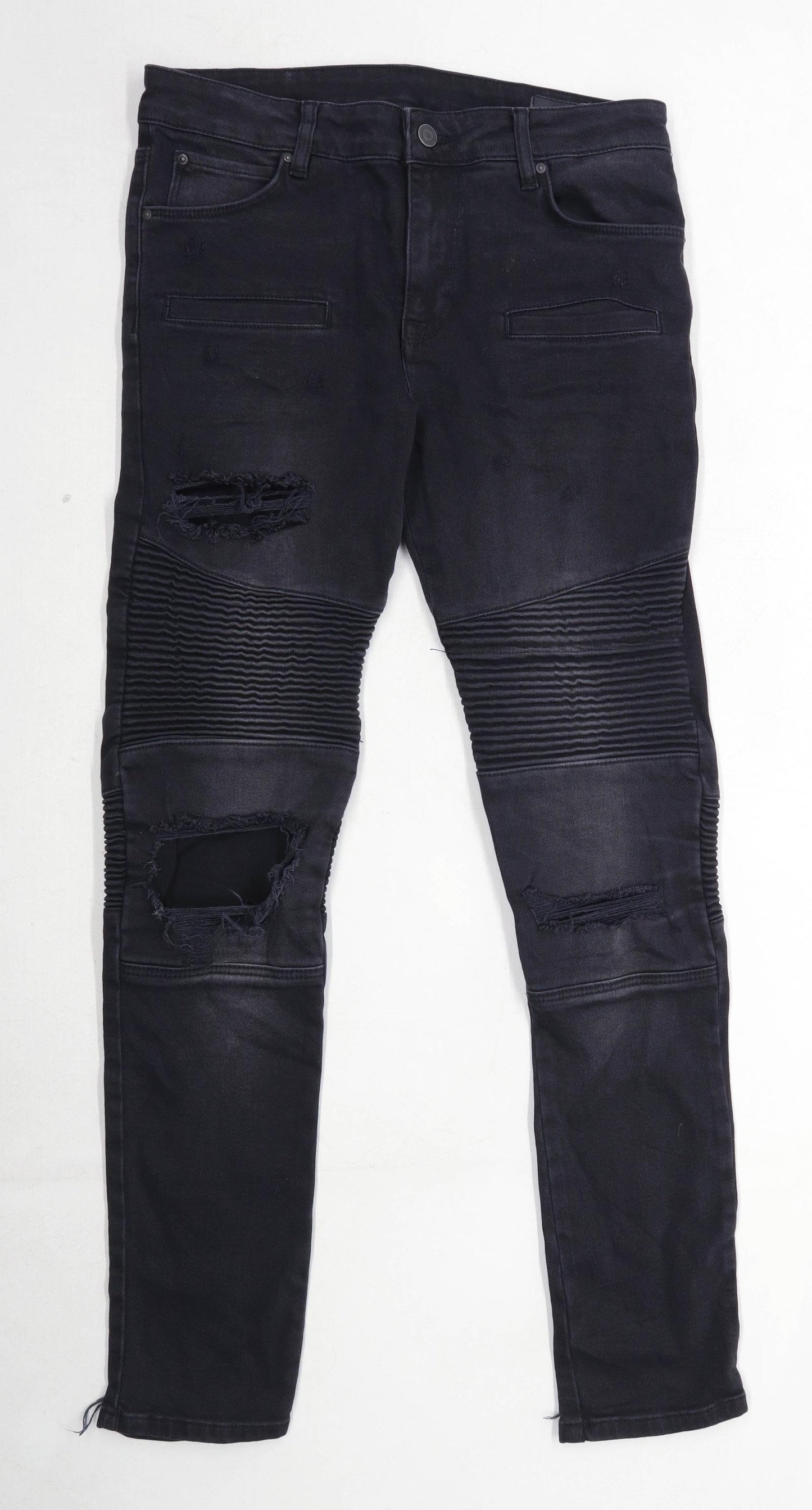Asos Mens Black Ripped Denim Jeans Size W32/L30