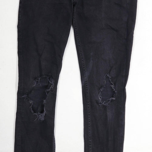 Topman Mens Black Ripped Denim Jeans Size W34/L32