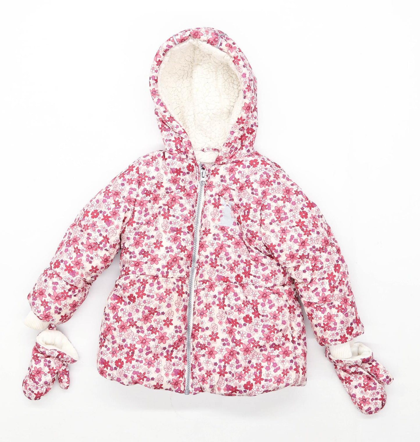 Nutmeg Girls Floral Pink Coat Age 2-3 Years