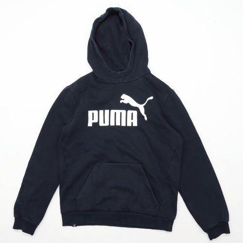 Puma Boys Graphic Black Logo Hoodie Age 13-14 Years