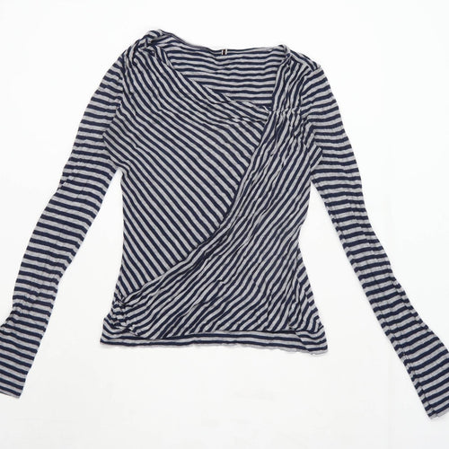 Principles Womens Size 12 Striped Modal Blend Grey Top (Regular)