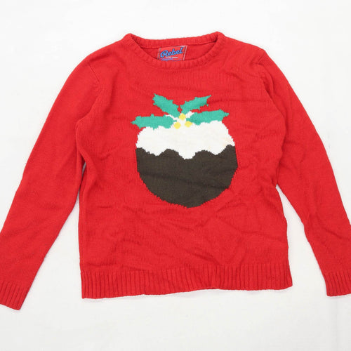 Rebel Boys Graphic Red Christmas Pudding Jumper Age 12-13 Years