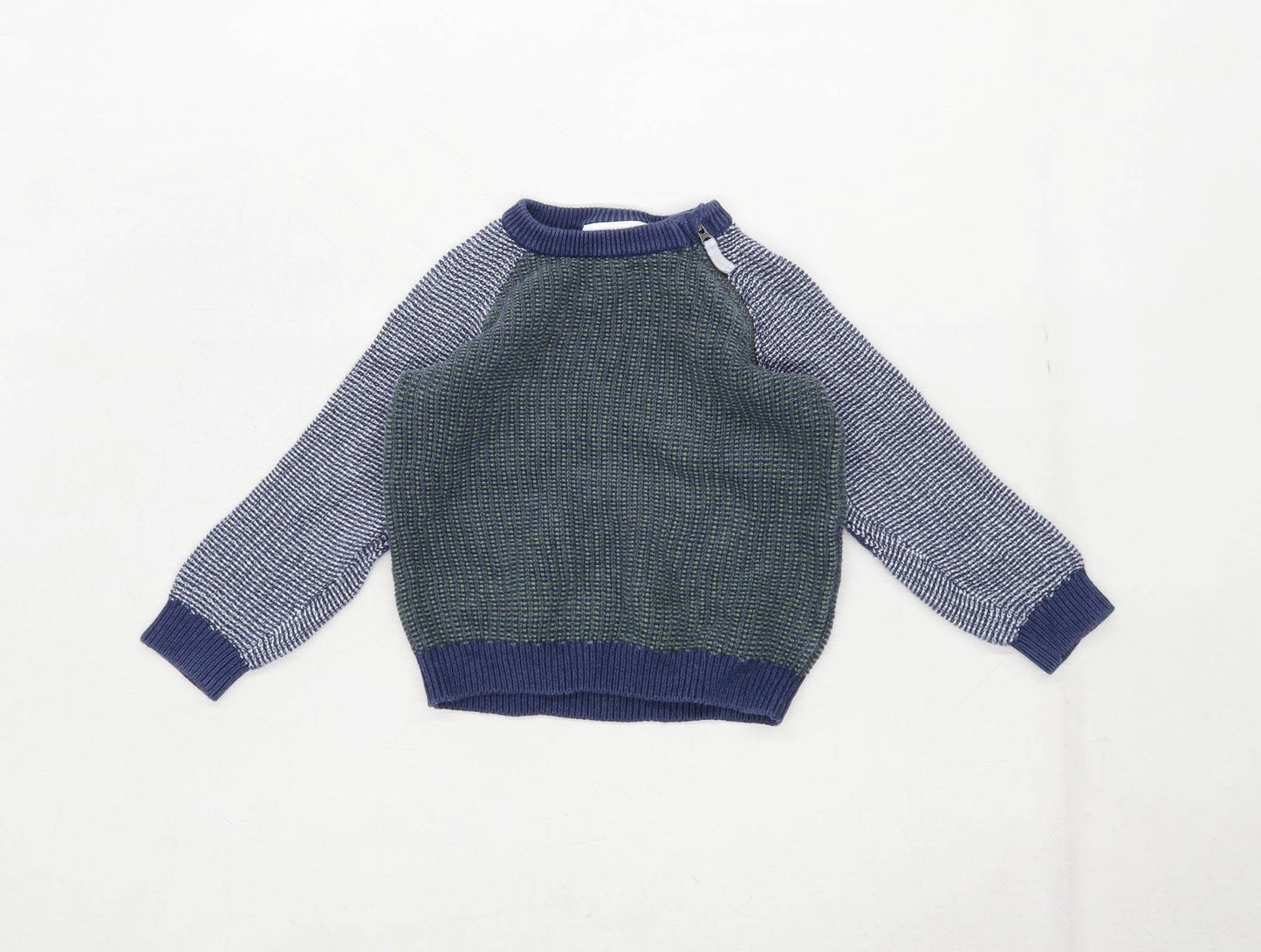 The Little White Company Boys Textured Green Jumper Age 2-3 Years