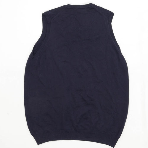Zara Mens Size L Cotton Blue V-Neck Jumper