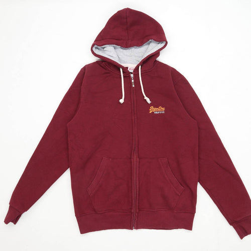 Superdry Mens Size M Cotton Graphic Burgundy Hoodie