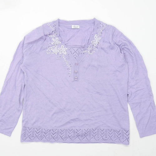 Speical Collection Womens Size 16 Floral Purple Jumper (Regular)