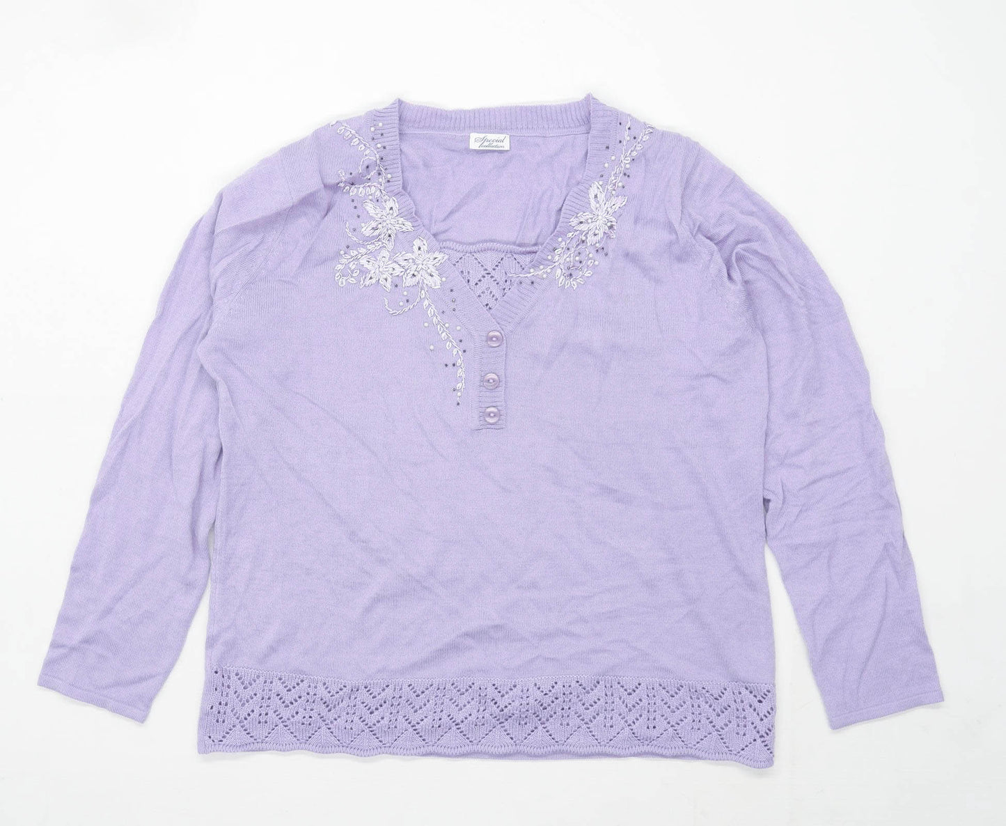 Speical Collection Womens Size 16 Floral Purple Jumper (Regular)