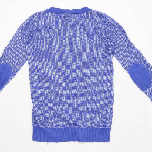 Crew Clothing Womens Size 8 Spotted Cotton Blue Jumper (Regular)