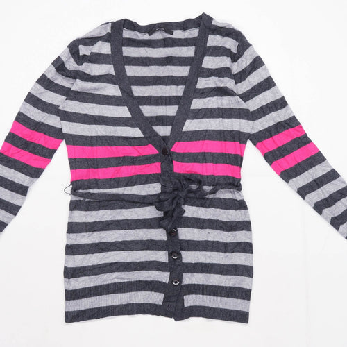 South Womens Size 12 Striped Multi-Coloured Cardigan (Regular)