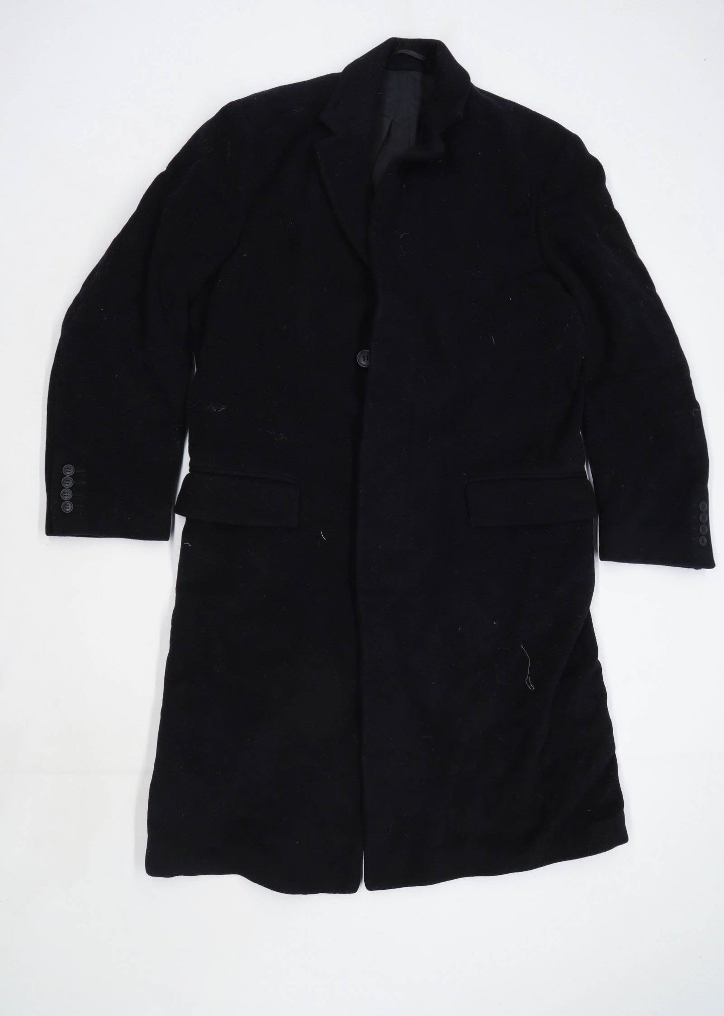 Preworn Mens Size XL Wool Blend Black Coat