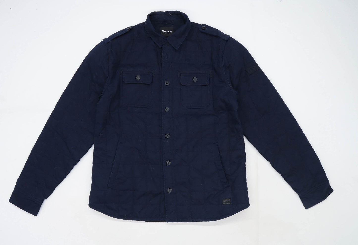 Firetrap Mens Size XL Cotton Blend Textured Blue Coat