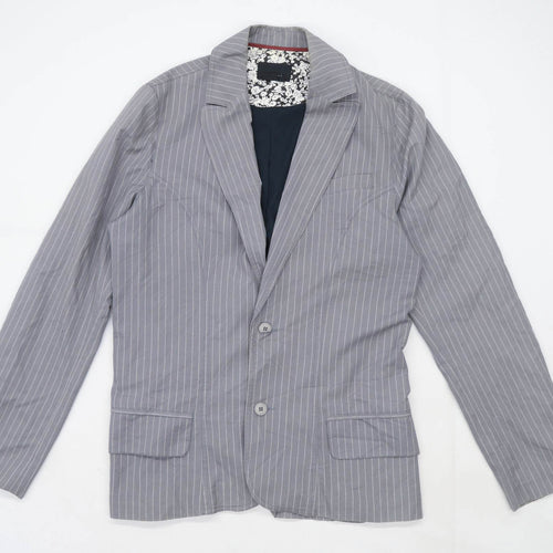 Zara Mens Size L Cotton Striped Grey Jacket