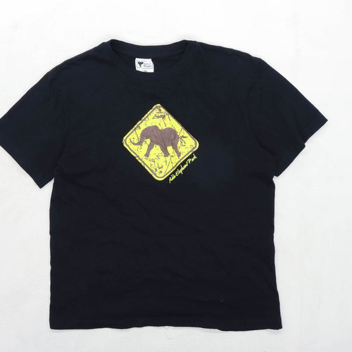 Zulani Designs Boys Graphic Black Elephant Park T-Shirt Age 12-13 Years