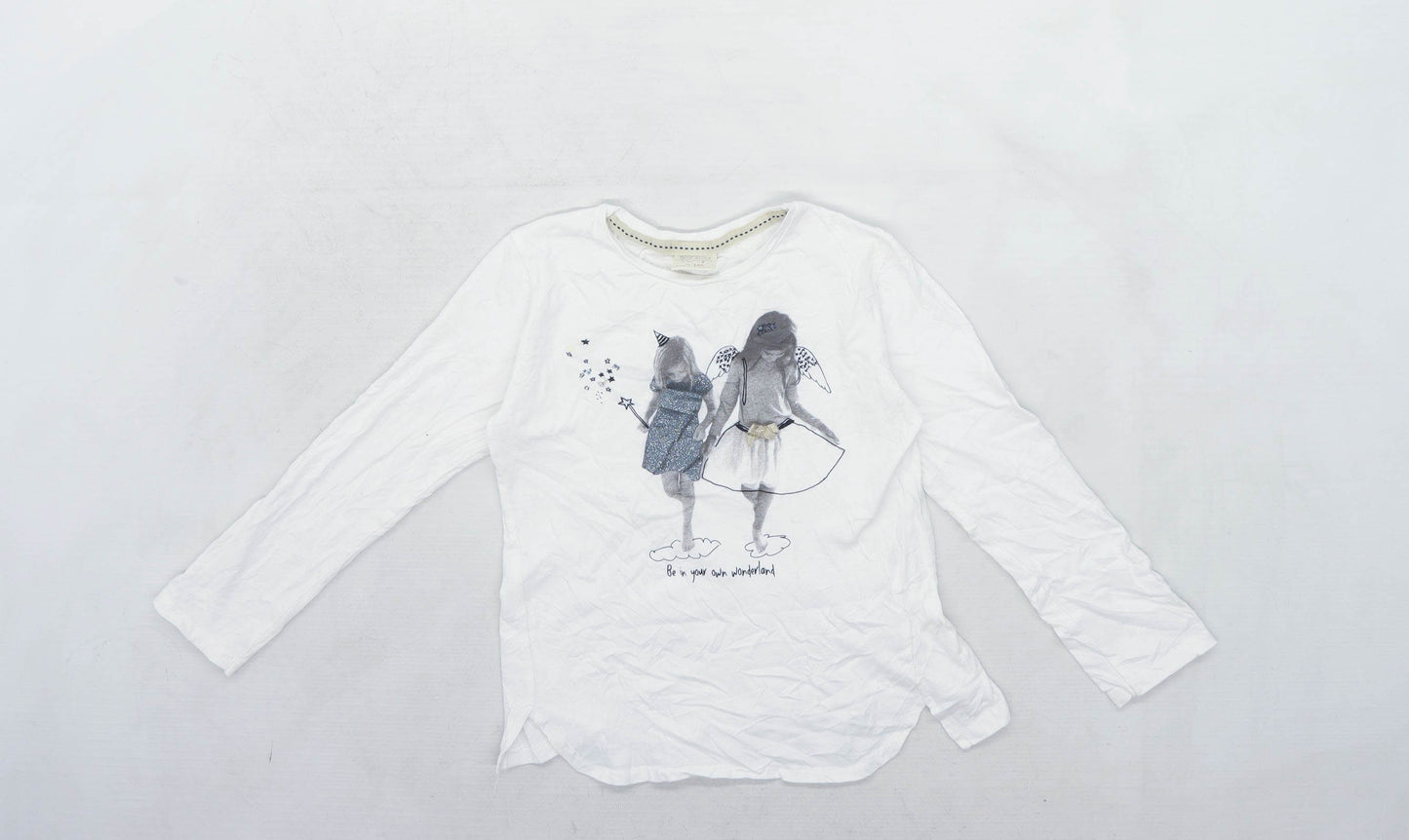 Zara Girls White Be In Your Own Wonderland Top Age 7 Years