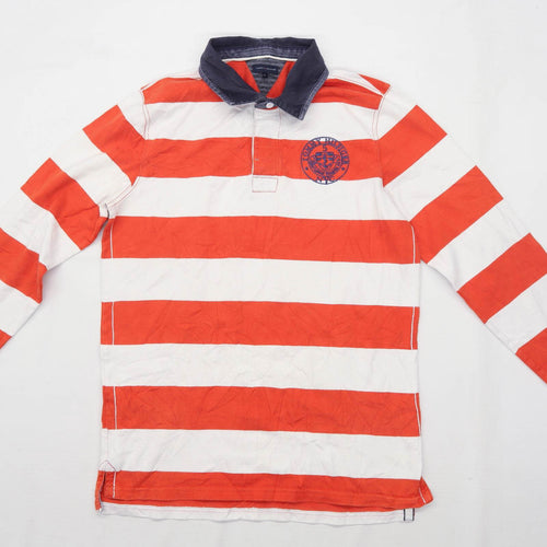 Tommy Hilfiger Boys Striped Red Collared Top Age 16 Years