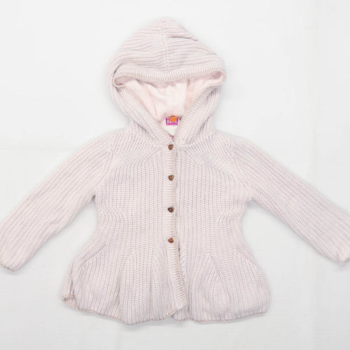 Ted Baker Girls Pink Hooded Cardigan Age 2-3 Years
