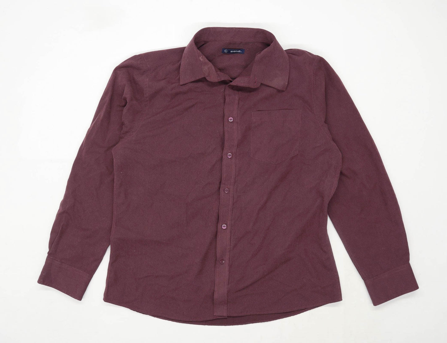 Avenue Mens Size XL Striped Burgundy Casual Shirt
