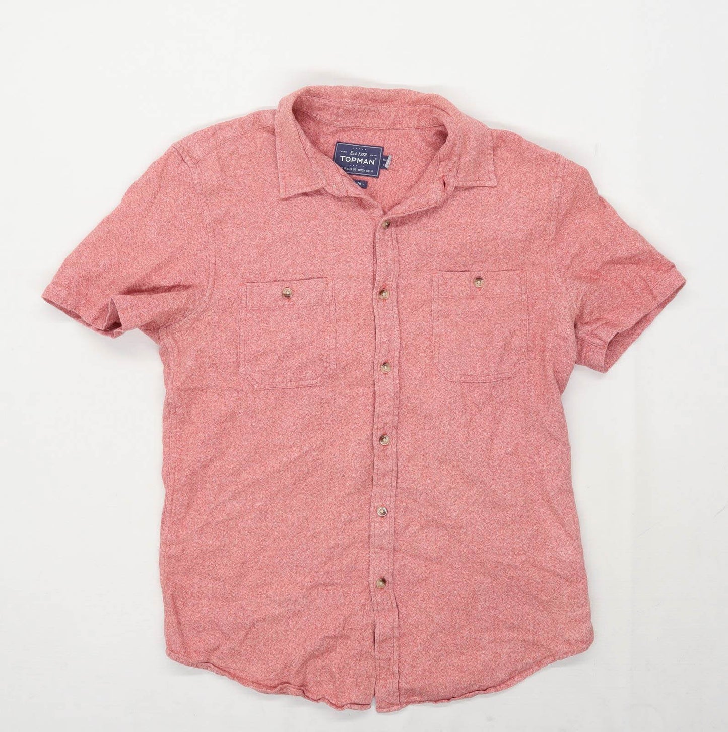 Topman Mens Size M Cotton Textured Red Casual Shirt