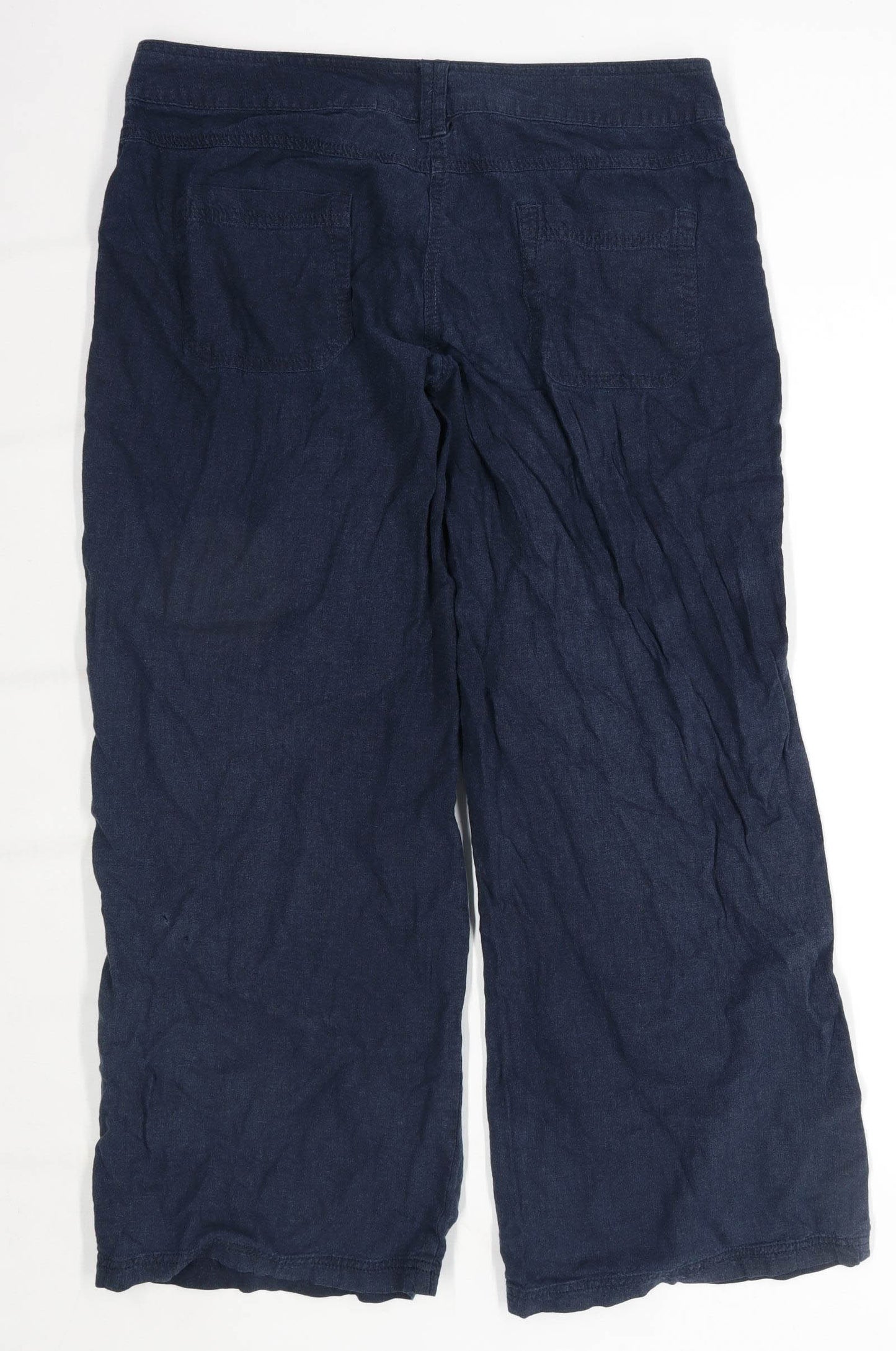 Womens Next Blue Linen Blend Trousers Size 14/L26