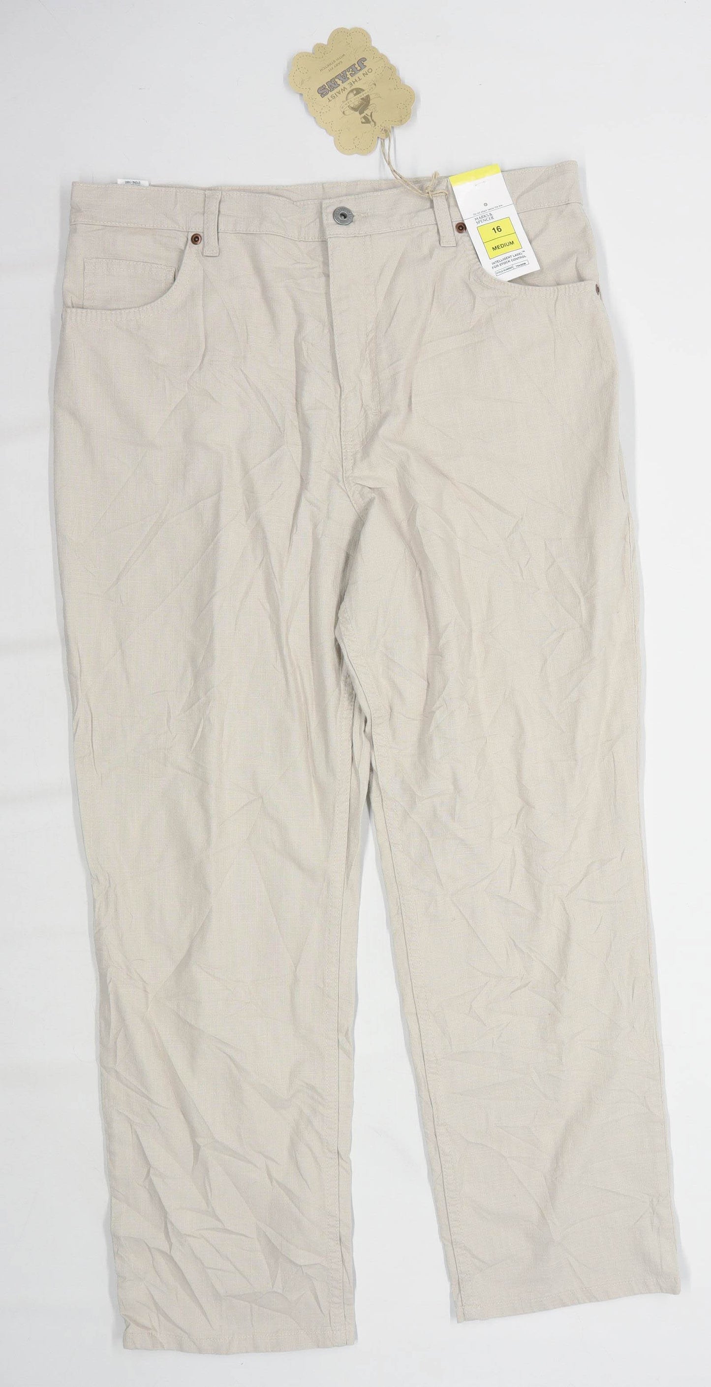 Womens Marks & Spencer Beige Cotton Jeans Size 16/L28
