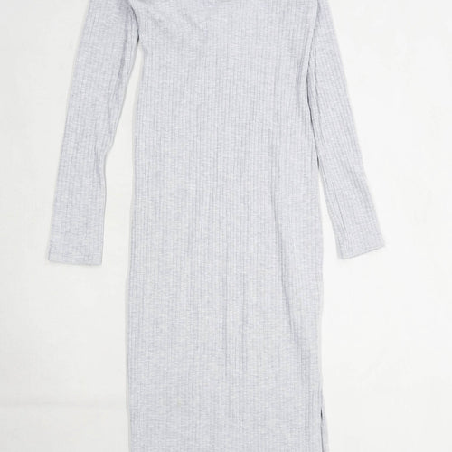 Topshop Womens Size 10 Elastane Blend Grey Maxi Dress (Regular)