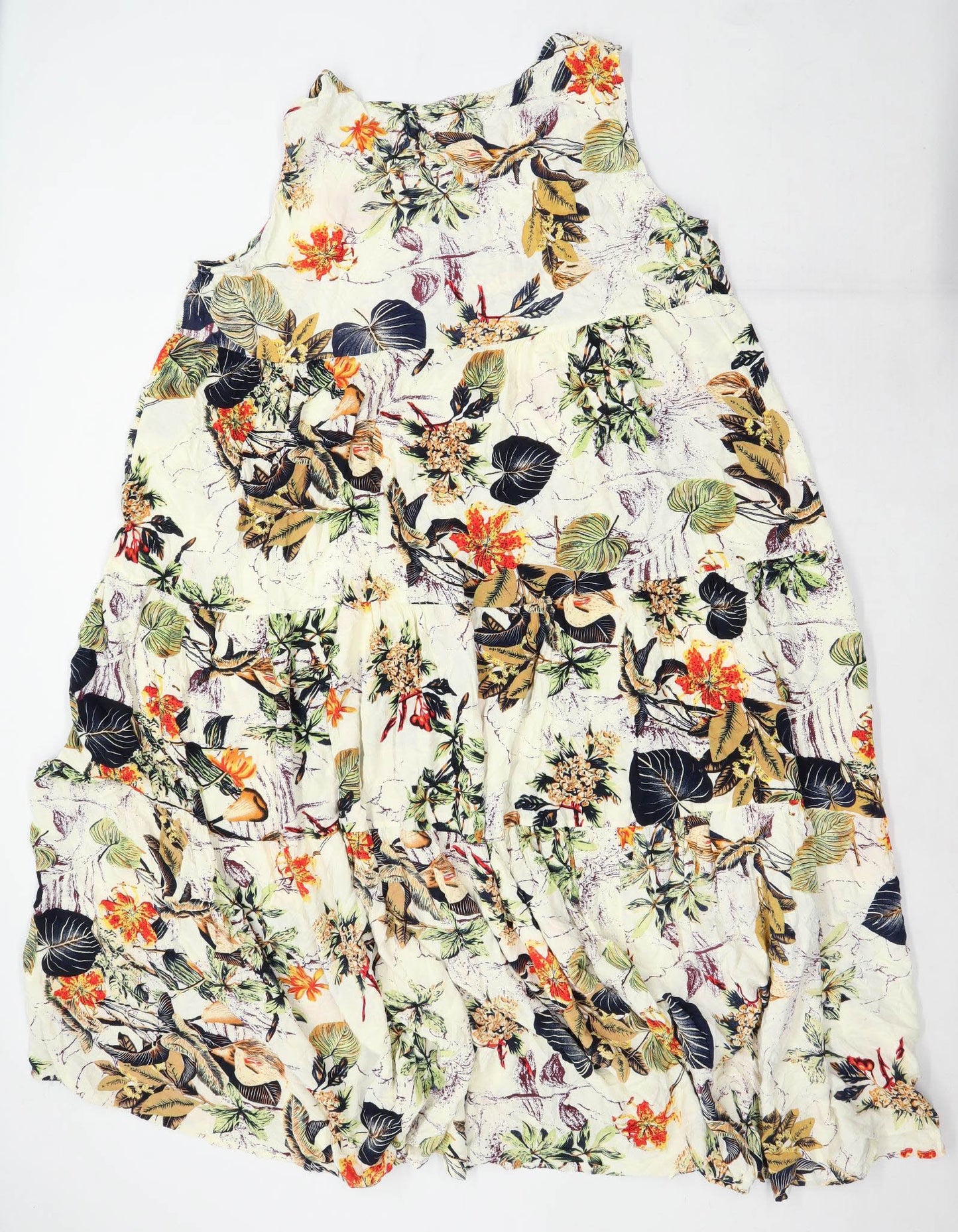 Preworn Womens Size 5XL Floral Cotton Cream Maxi Dress (Regular)