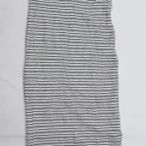 Topshop Womens Size 12 Striped Cotton Blend Strappy White Maxi Dress (Regular)