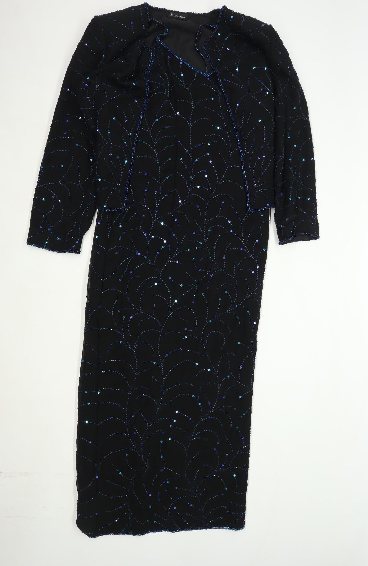 Eveningwear Womens Size 14 Textured Strappy Black Maxi Dress (Regular)