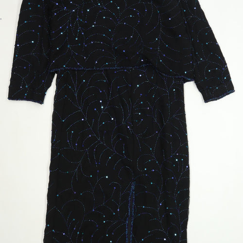 Eveningwear Womens Size 14 Textured Strappy Black Maxi Dress (Regular)