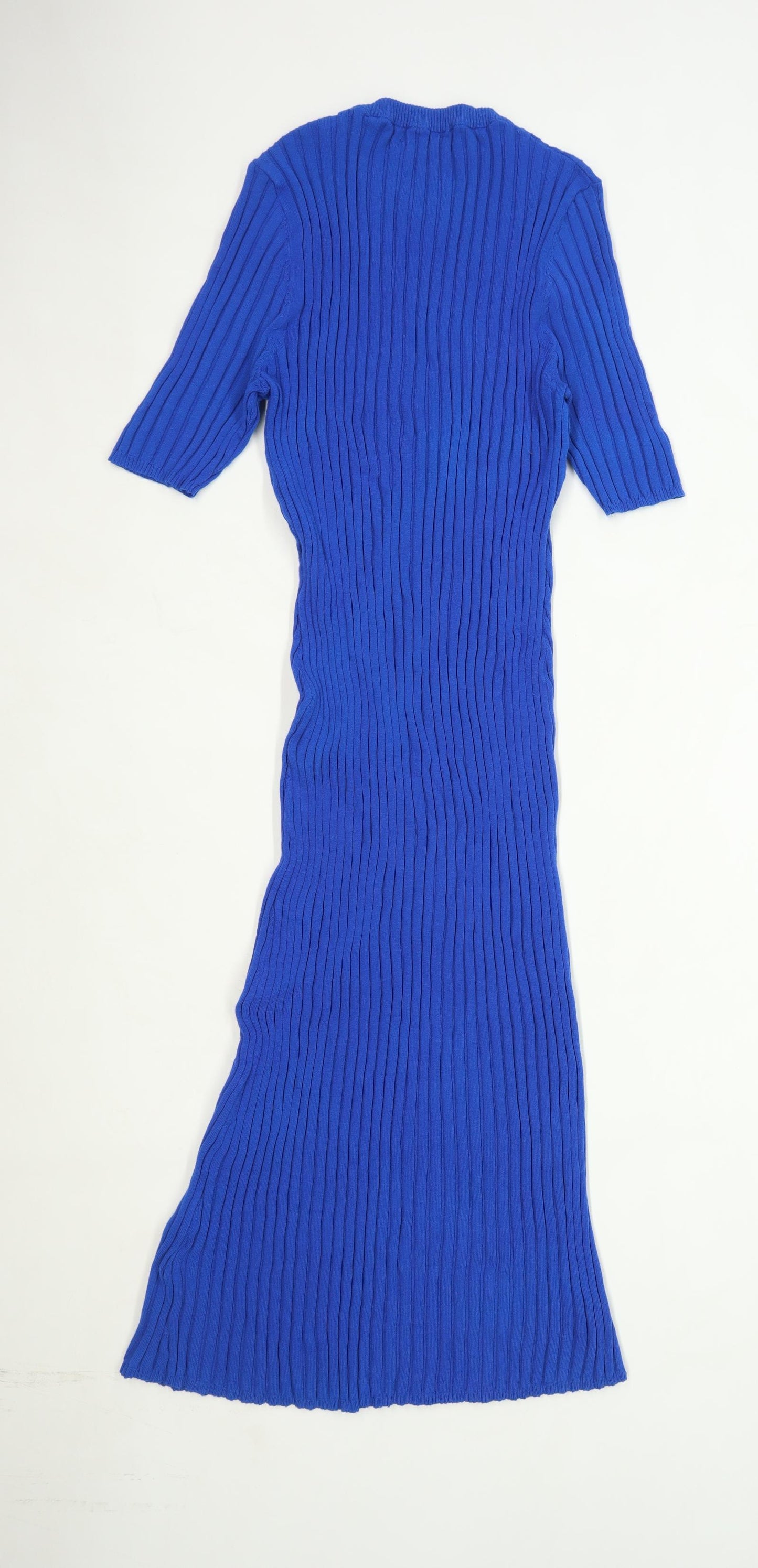 Marks & Spencer Womens Size 16 Striped Elastane Blend Blue Maxi Dress (Regular)
