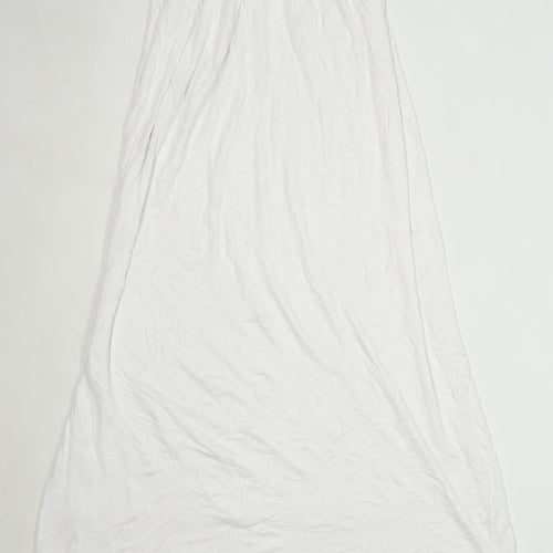 Qed London Womens Size M Cotton Blend Strapless White Maxi Dress (Regular)