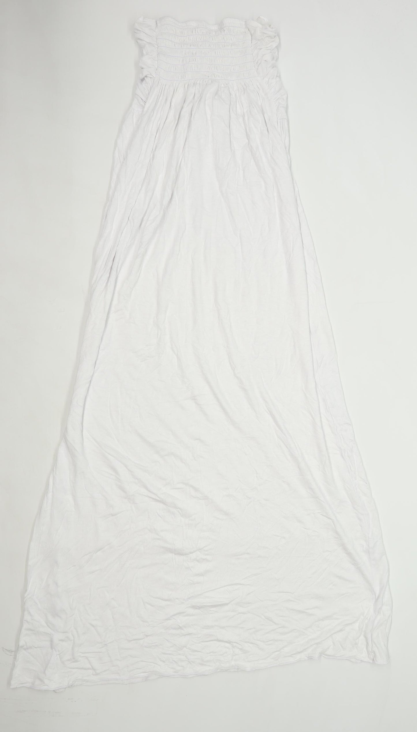 Qed London Womens Size M Cotton Blend Strapless White Maxi Dress (Regular)