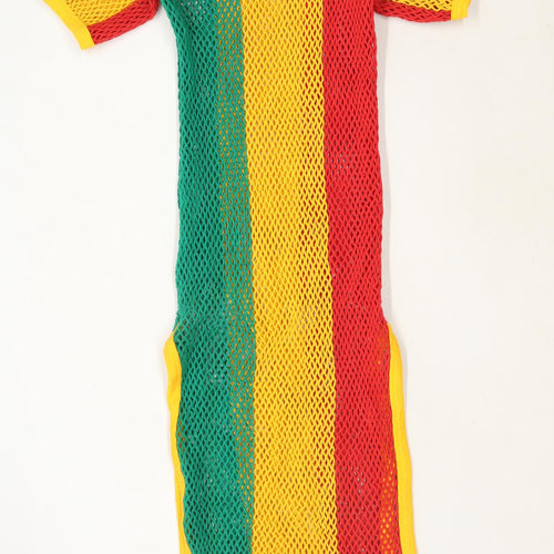 Crystal Womens One Size Striped Cotton Multi-Coloured Crochet Maxi Dress (Regular)