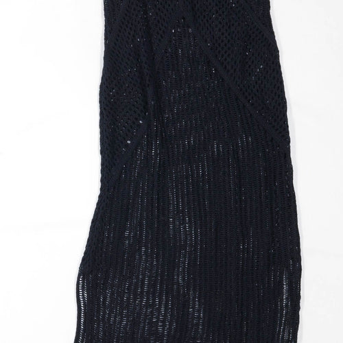 Primark Womens Size S Textured Strappy Black Maxi Dress (Regular)