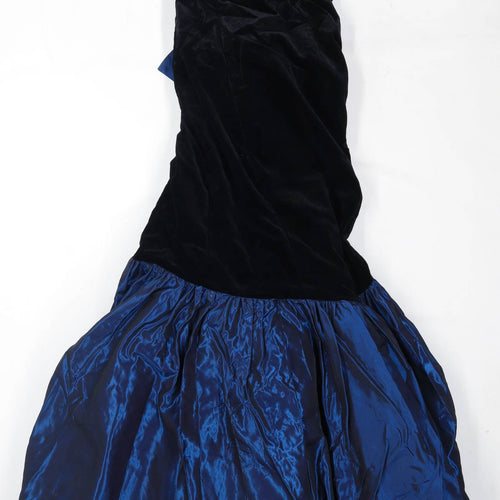 Laura Ashley Womens Size 12 Textured Cotton Blend Sweetheart Black Velvet Maxi Dress (Regular)