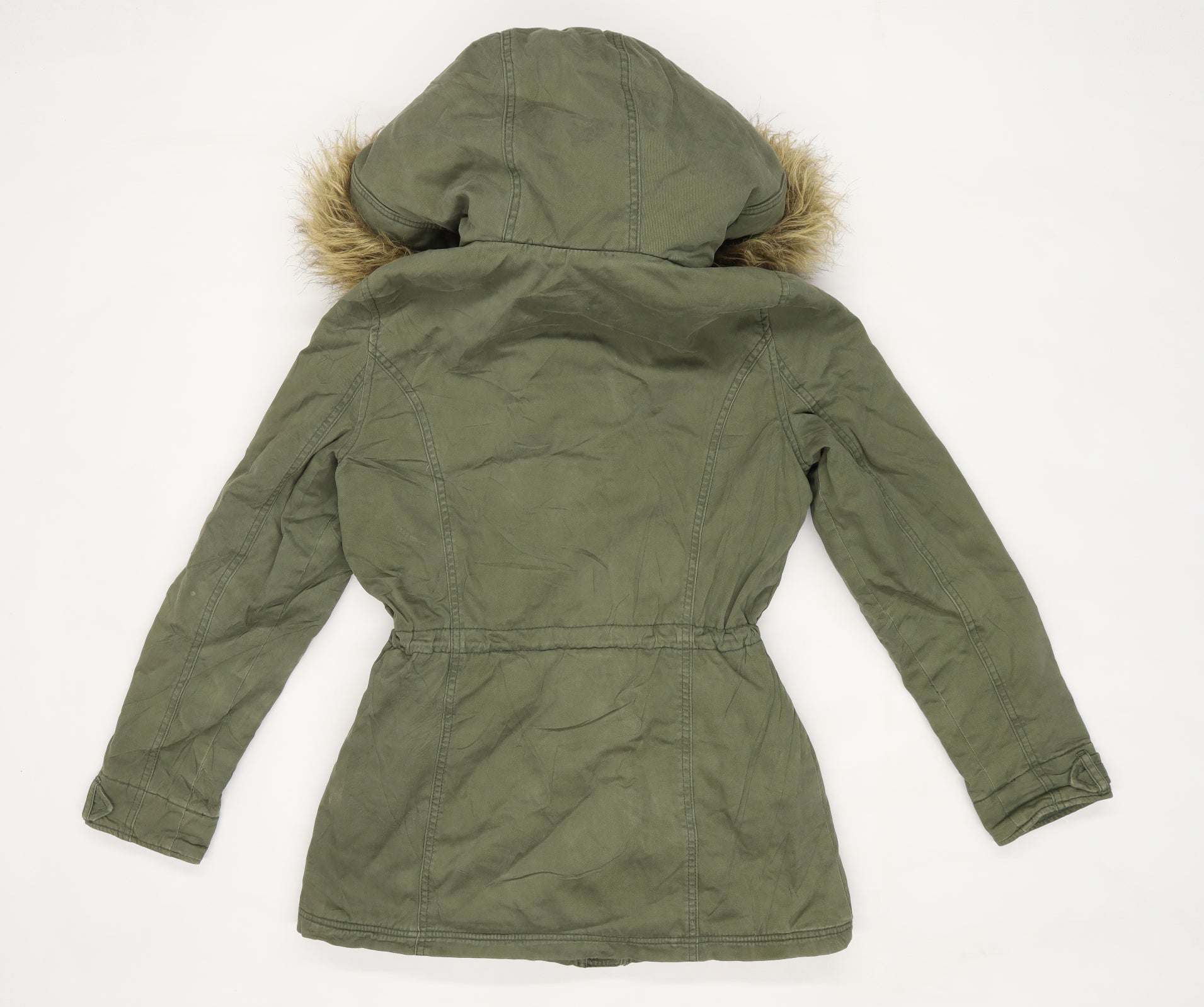 Hollister Womens Size L Cotton Green Faux Fur Trim Coat – Preworn Ltd