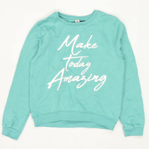 TU Girls Green Make Today Amazing Slogan Sweatshirt Age 12 Years