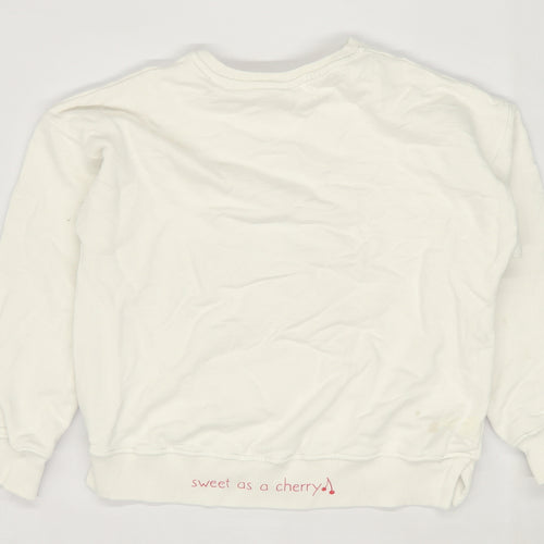 Zara Girls Graphic White Sweet As A Cherry Slogan Sweatshirt Age 10 Years