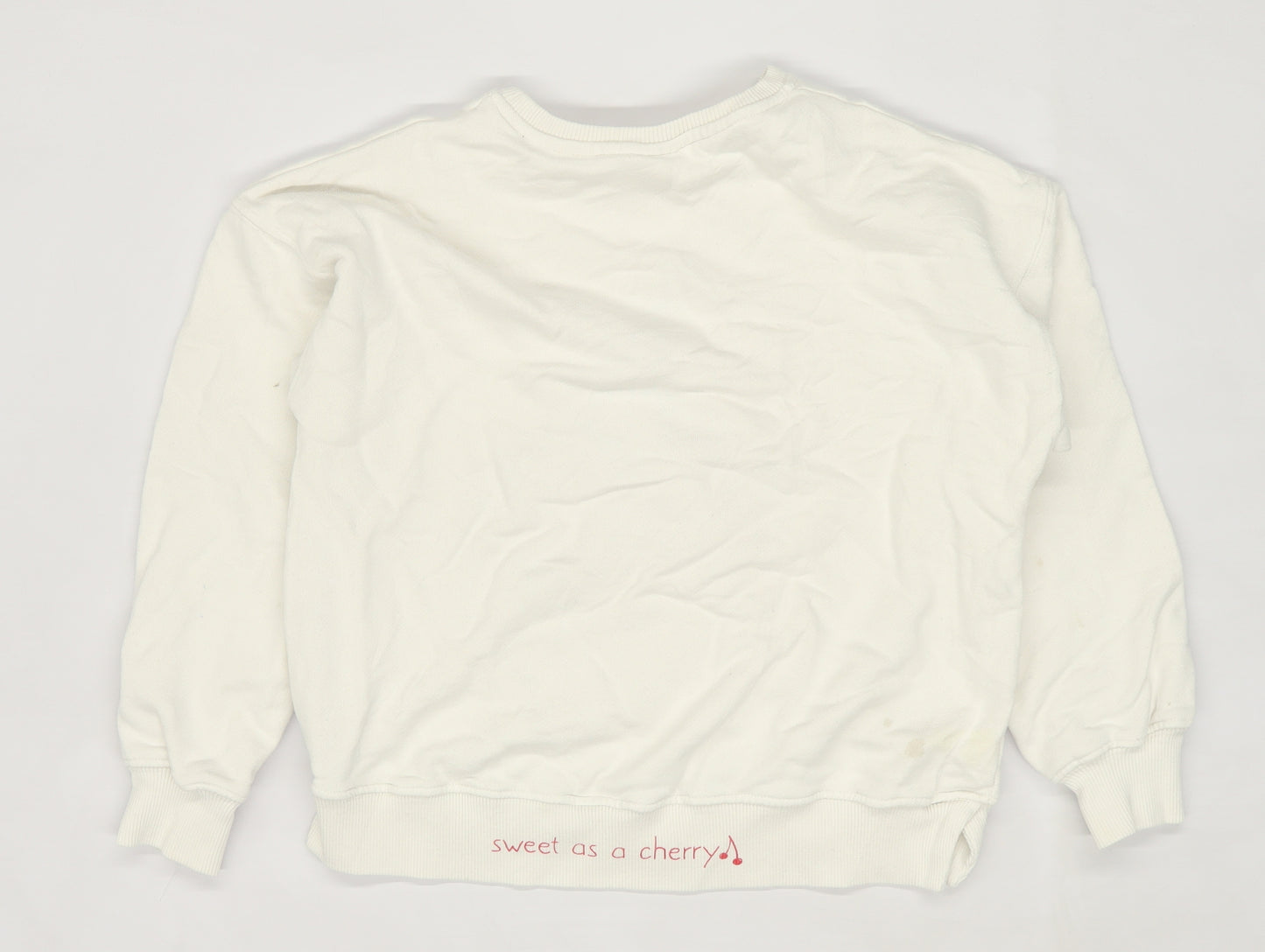 Zara Girls Graphic White Sweet As A Cherry Slogan Sweatshirt Age 10 Years