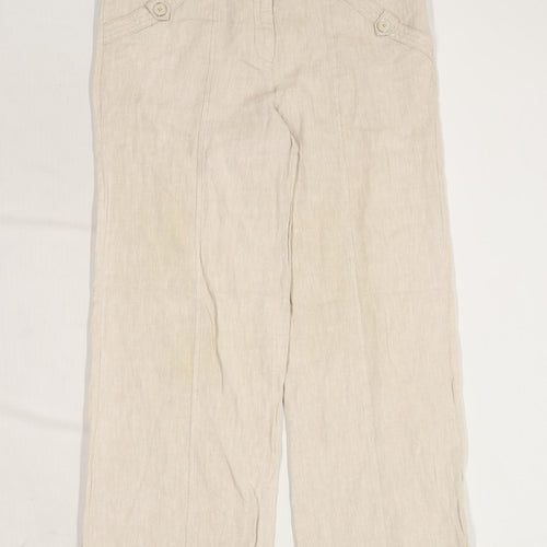 Womens Soon Beige Linen Blend Trousers Size 12/L30