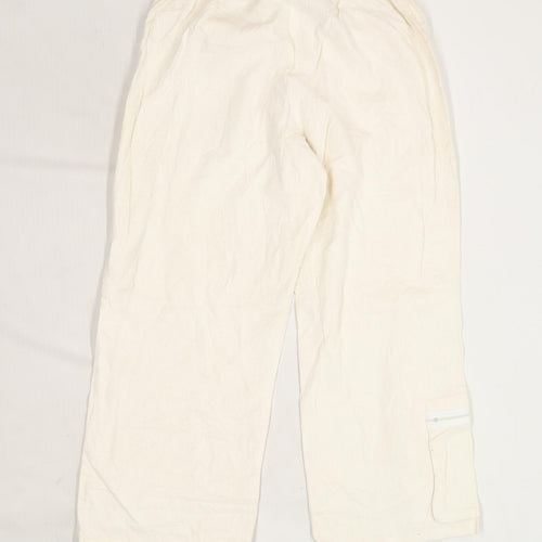 Womens Tonger White Linen Blend Cargo Trousers Size 20/L23