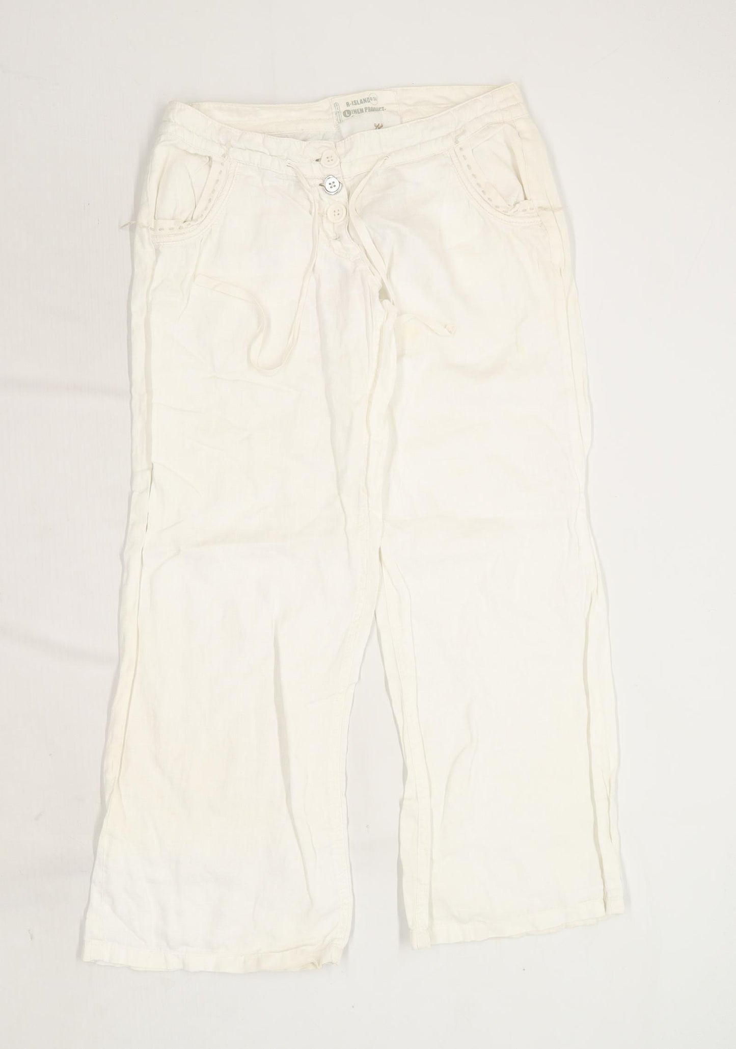Womens River Island White Linen Trousers Size 8/L27