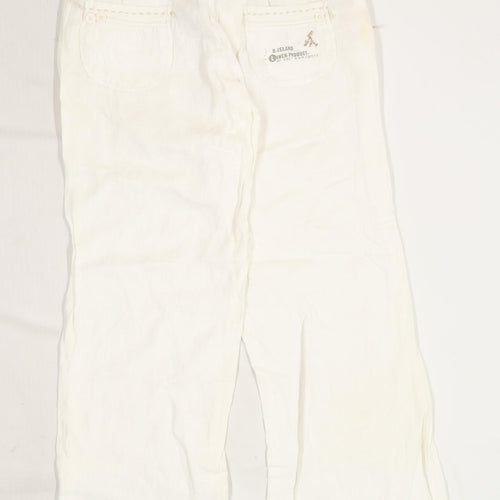 Womens River Island White Linen Trousers Size 8/L27