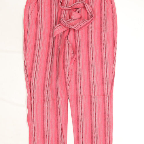 Womens Preworn Red Linen Blend Trousers Size W33/L25