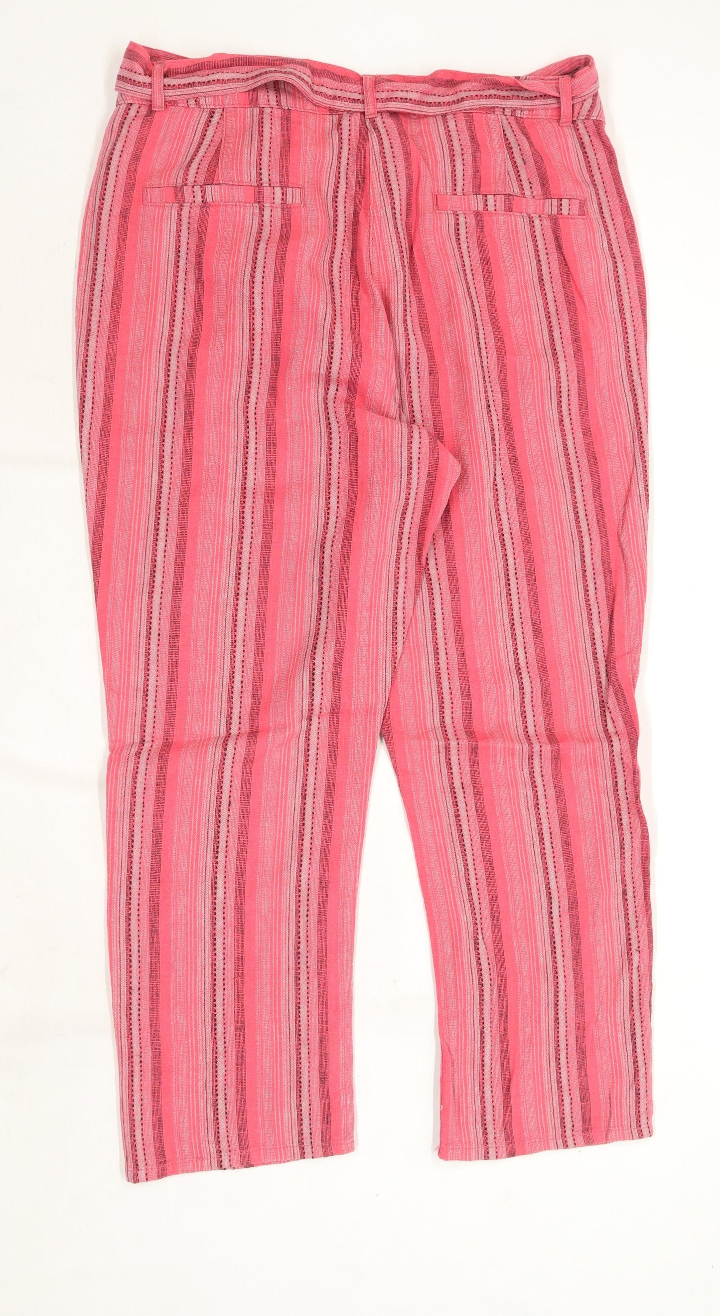 Womens Preworn Red Linen Blend Trousers Size W33/L25